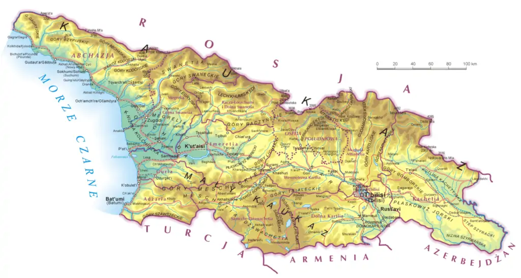 rodzaje map: mapa fizyczna