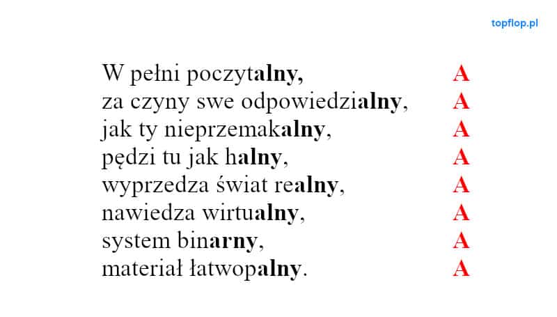 Fragment utworu Jesteś Bogiem Paktofoniki,
przykład monorymu.