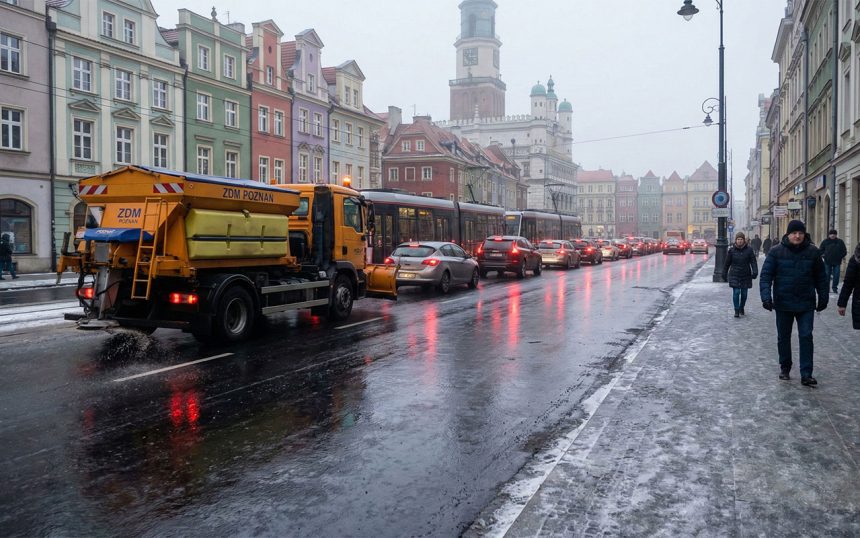 Lodowy armagedon w Wielkopolsce: Region sparaliżowany przez marznący deszcz i "szklankę" na drogach