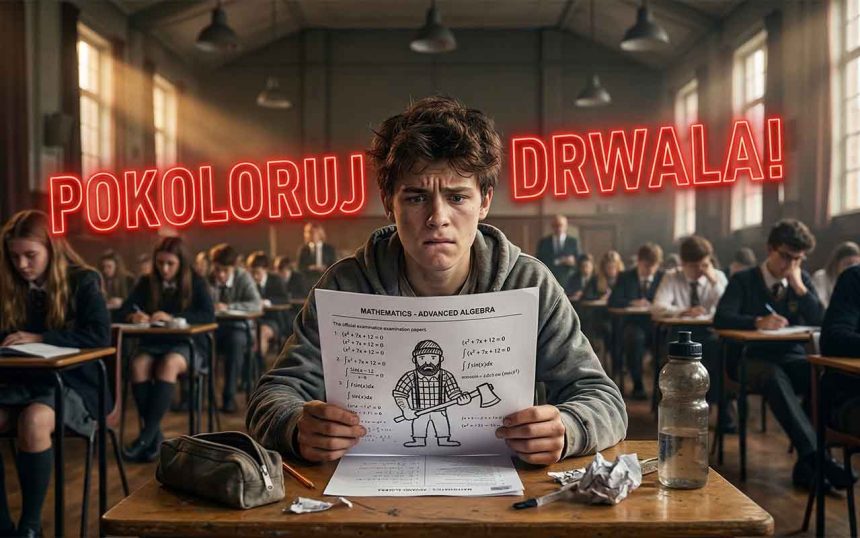 Internetowy żart, który zmylił tysiące: "Pokoloruj drwala" na maturze z matematyki i stanowcza reakcja MEN