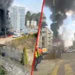 Czarny dym nad Warszawą: Potężny pożar nowego budynku na Białołęce