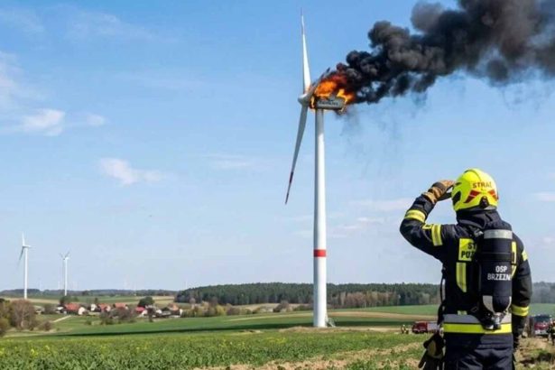 Czarny Dzień dla Energetyki Wiatrowej: Podwójny Pożar Turbin w Centrum Polski