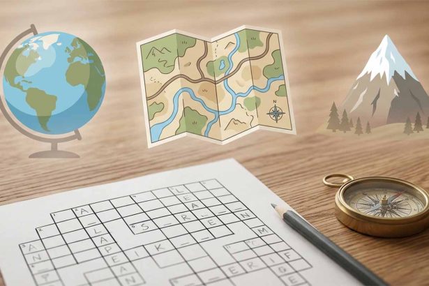 Krzyżówki „Geografia" online — 3 poziomy z odpowiedziami