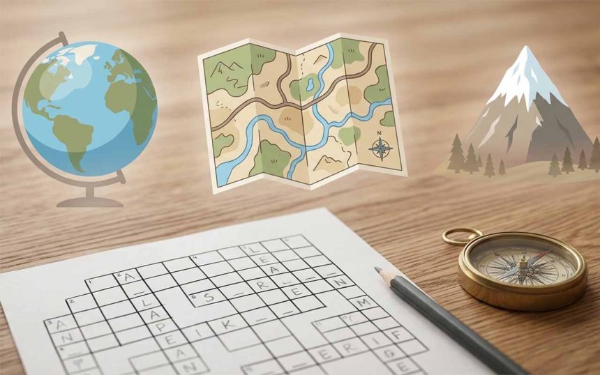 Krzyżówki „Geografia" online — 3 poziomy z odpowiedziami