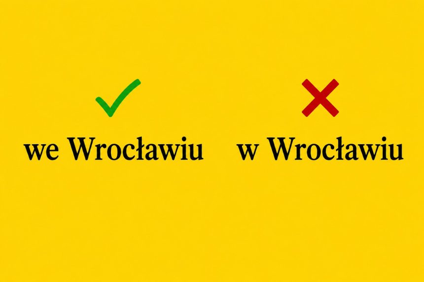 We Wrocławiu czy w Wrocławiu? Poprawna forma to „we Wrocławiu”. Wyjaśniamy zasadę przyimka „we”, przykłady użycia i najczęstsze błędy w codziennym języku polskim.