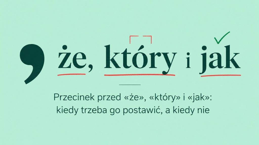 Przecinek przed „że”, „który” i „jak”: kiedy jest obowiązkowy, a kiedy byłby błędem