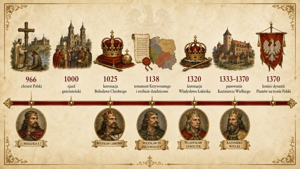 Dynastia Piastów – drzewo genealogiczne, władcy i najważniejsze daty