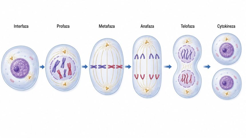 Mitoza i mejoza: poznaj etapy podziału komórki, różnice w liczbie chromosomów, funkcje obu procesów oraz czytelną tabelę porównawczą pomocną na lekcji, sprawdzianie i maturze z biologii.