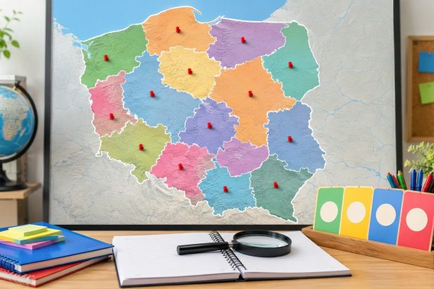 Województwa i ich stolice: poznaj mapę administracyjną Polski, pełną tabelę 16 regionów, dwa województwa z podwójnymi stolicami oraz quiz z odpowiedziami.