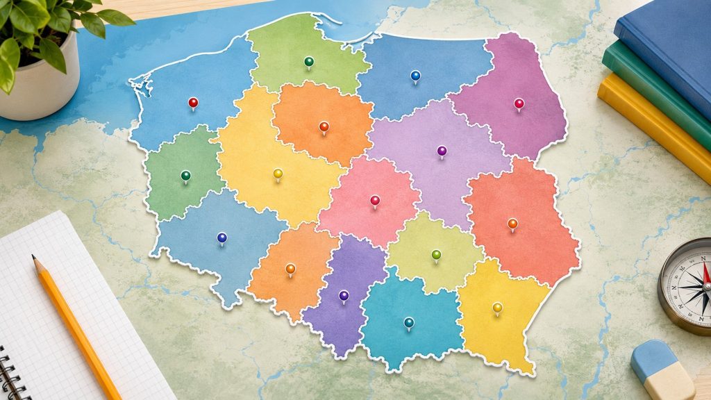 Województwa i ich stolice – mapa Polski, tabela oraz quiz z odpowiedziami