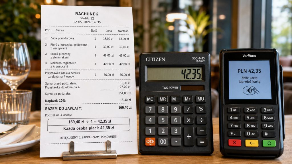 Jak podzielić rachunek w restauracji z napiwkiem, gdy każdy zamówił coś innego