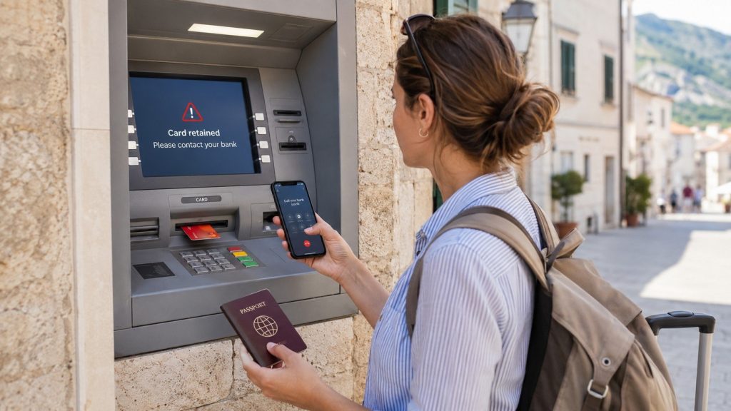 Bankomat zatrzymał kartę podczas wakacji. Co zrobić krok po kroku w Polsce i za granicą