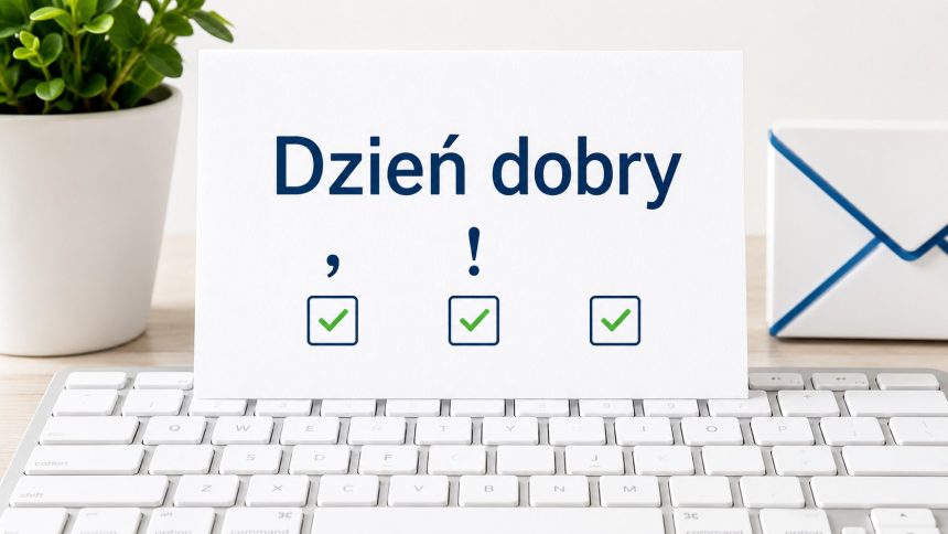 „Dzień dobry” w mailu: sprawdź, kiedy postawić przecinek lub wykrzyknik, jak zacząć kolejne zdanie i których form używać w korespondencji formalnej, służbowej i prywatnej. Poznaj zasady bez pomyłek.