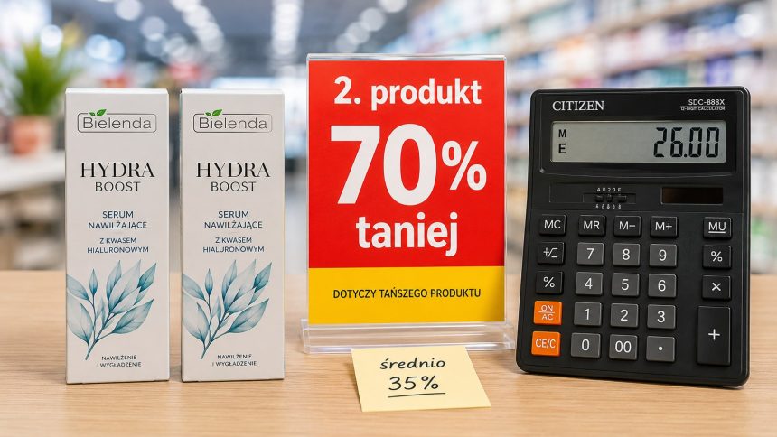 Czy promocja „drugi produkt 70% taniej” daje 35% rabatu? Sprawdź wzór, przykłady różnych cen, warunki akcji i sposób liczenia rzeczywistej oszczędności przy zakupie dwóch produktów.