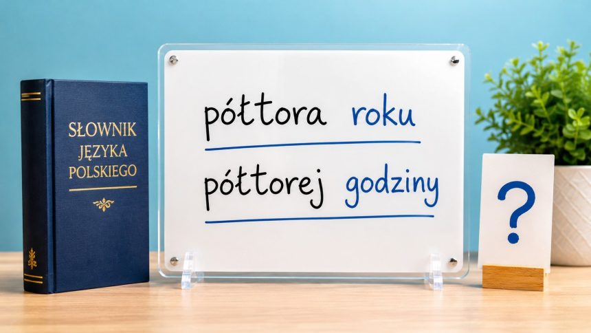 Półtora roku czy półtorej roku? Wyjaśniamy zasadę użycia liczebników półtora i półtorej, poprawne formy z godziną, miesiącem i tygodniem oraz najczęstsze błędy. Sprawdź przykłady w języku polskim tu.