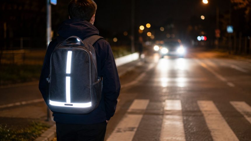 Dlaczego odblask na plecaku świeci tak mocno w światłach auta? Sprawdź, jak działa retrorefleksja, z jakiej odległości kierowca widzi pieszego i gdzie najlepiej umieścić odblask po zmroku na poboczu.