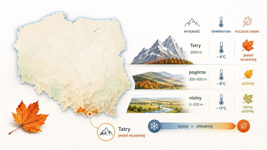 Gdzie w Polsce jesień zaczyna się najwcześniej? Tatry potrafią wyprzedzić niziny o kilka tygodni