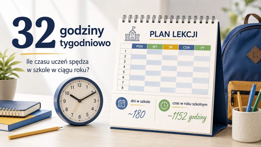 Plan lekcji ma 32 godziny tygodniowo — ile czasu uczeń naprawdę spędzi w szkole przez cały rok?