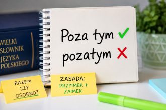 „Poza tym” czy „pozatym”? Sprawdź poprawną pisownię, prostą zasadę i przykłady. Wyjaśniamy też, kiedy używać przecinka oraz jak raz na zawsze uniknąć popularnego błędu w polszczyźnie. Szybko i jasno.
