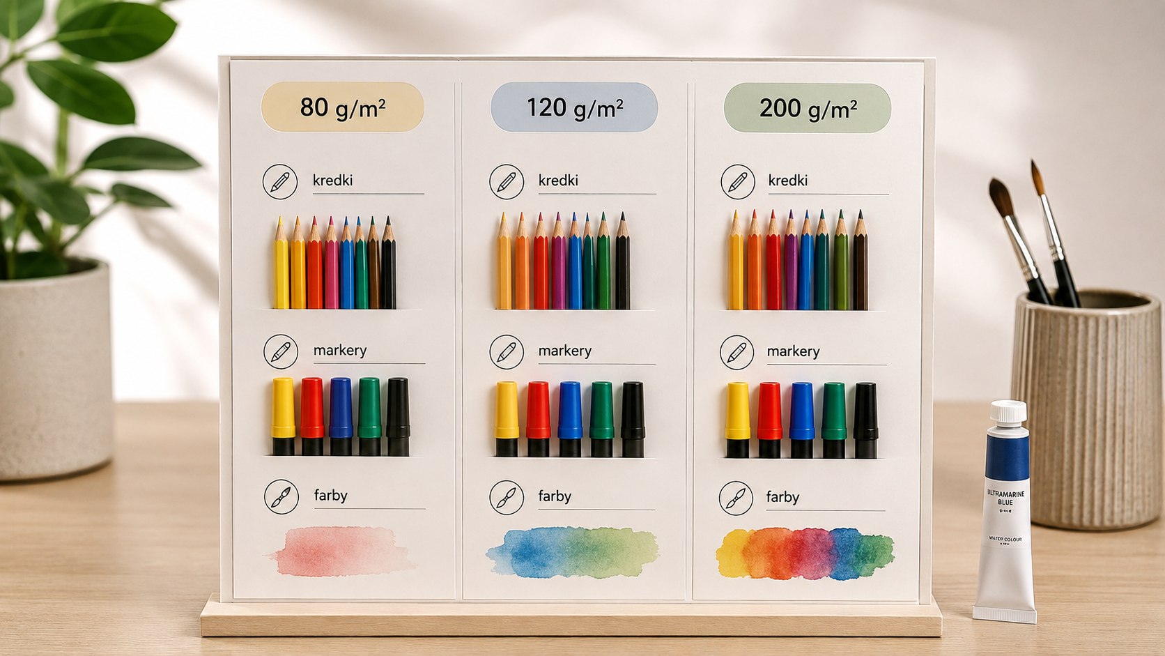Blok 80, 120 czy 200 g/m² — jaki papier wybrać do kredek, markerów i farb
