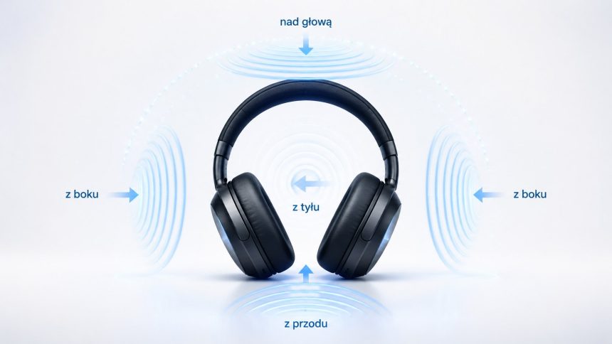 Dolby Atmos w słuchawkach wykorzystuje HRTF i renderowanie binauralne, by dwa przetworniki tworzyły wrażenie dźwięku z boków, tyłu i góry. Wyjaśniamy mechanizm, ograniczenia i praktyczne różnice też.