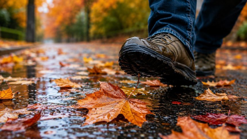 Dlaczego mokre liście są tak śliskie po deszczu? Wyjaśniamy, jak woda, rozkład liści i cienka warstwa organiczna obniżają tarcie oraz kiedy ryzyko poślizgu jest największe jesienią.