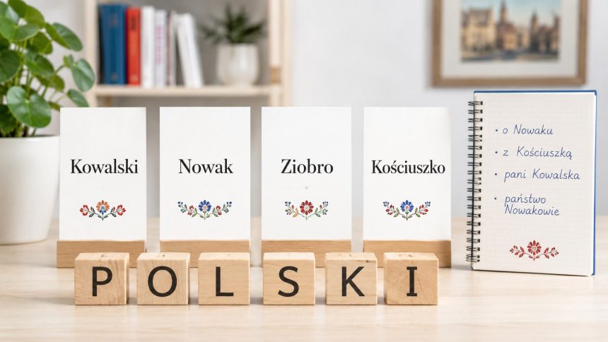 Czy polskie nazwiska trzeba odmieniać? Sprawdź zasady dla form Kowalski, Nowak, Ziobro i Kościuszko, poprawne przypadki, wyjątki oraz reguły dla nazwisk kobiet i nazwisk dwuczłonowych w polszczyźnie.