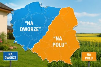 Na dworze czy na polu? Mapa pokazuje językowy podział Polski. Sprawdź, gdzie mówi się „na pole”, gdzie „na dwór”, skąd biorą się regionalizmy i którą formę uznają słowniki oraz językoznawcy.