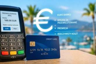 Płatność kartą za granicą: sprawdź, jak policzyć prawdziwy kurs euro po przewalutowaniu, marży banku, DCC i opłatach. Pokazujemy wzór i sposób porównania kosztu z kursem ECB.