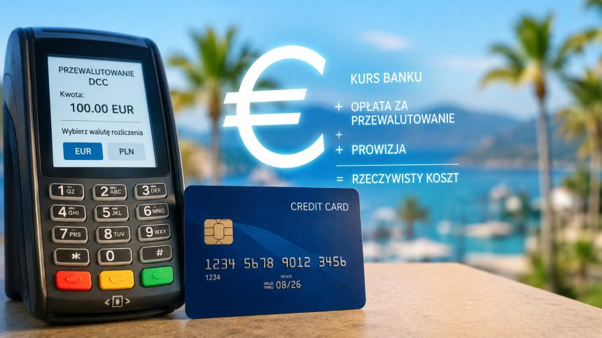 Płatność kartą za granicą: sprawdź, jak policzyć prawdziwy kurs euro po przewalutowaniu, marży banku, DCC i opłatach. Pokazujemy wzór i sposób porównania kosztu z kursem ECB.