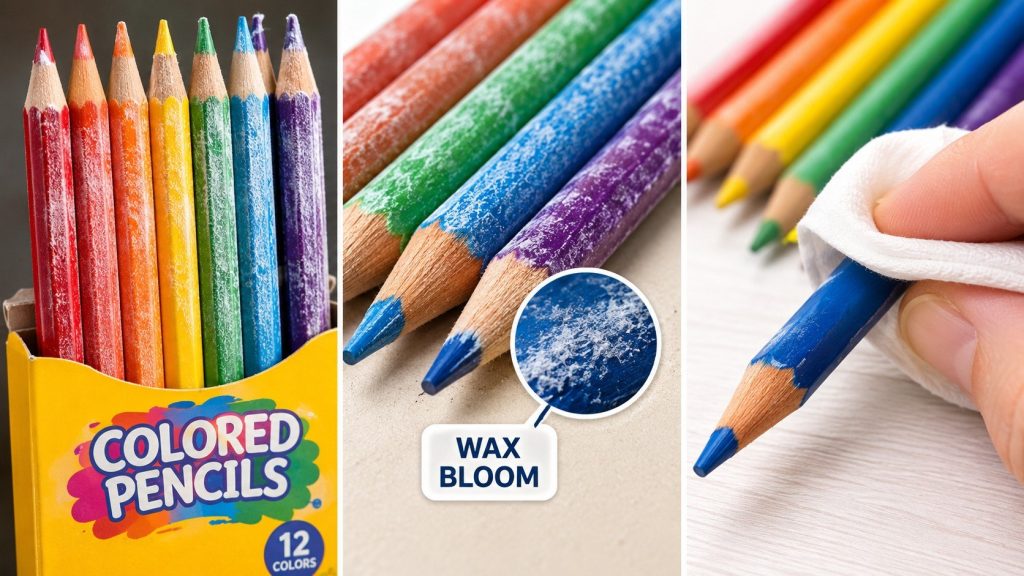 Na kredkach pojawił się biały nalot? To nie pleśń — czym jest wax bloom i jak go usunąć