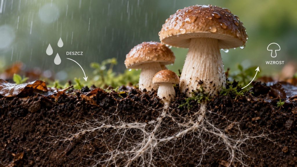 Grzyby po deszczu rosną niemal przez noc — co naprawdę dzieje się pod ziemią
