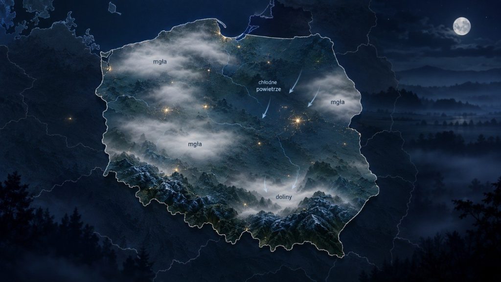 Dlaczego mgła w Polsce tej nocy nie pojawi się wszędzie? Mapa miejsc, gdzie rzeźba terenu „zbiera” chłodne powietrze