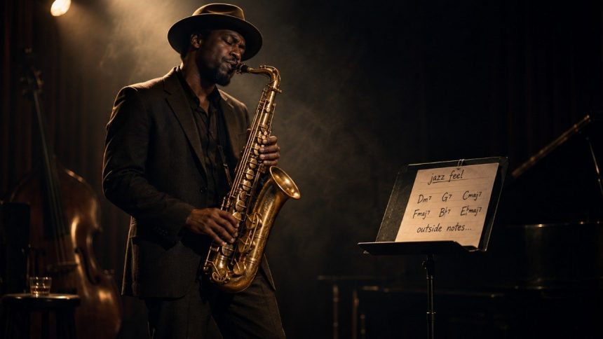 Dlaczego jazzman może grać „nie te” nuty, a melodia brzmi dobrze? Wyjaśniamy napięcie i rozwiązanie, chromatyzm, blue notes, akordy oraz zasady improwizacji jazzowej krok po kroku. Z analizą dźwięku.
