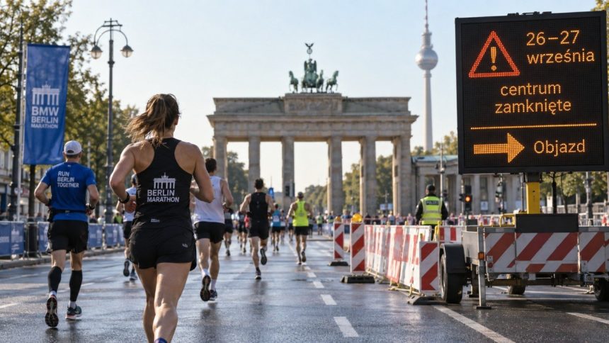 BMW Berlin-Marathon 2026 oznacza zamknięte ulice 26–27 września. Sprawdź godziny blokad, trasę, starty zawodów, komunikację miejską i gdzie śledzić aktualne utrudnienia w Berlinie na żywo.