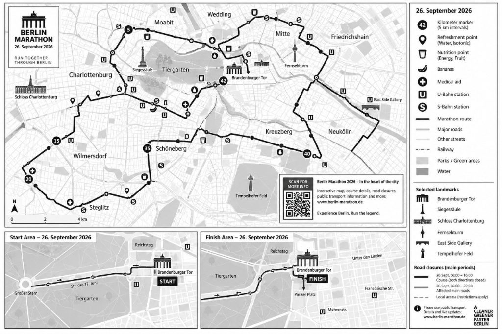 BMW Berlin-Marathon 2026 sparaliżuje część centrum? Zamknięte ulice 26–27 września i objazdy