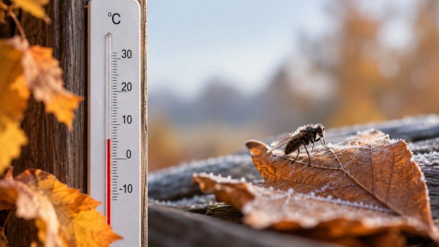 Przy jakiej temperaturze owady przestają być aktywne? Sprawdzamy progi dla komarów, much, osy, pszczół i motyli oraz wyjaśniamy, dlaczego chłodne noce nie kończą ich lotów od razu jesienią po zmroku.