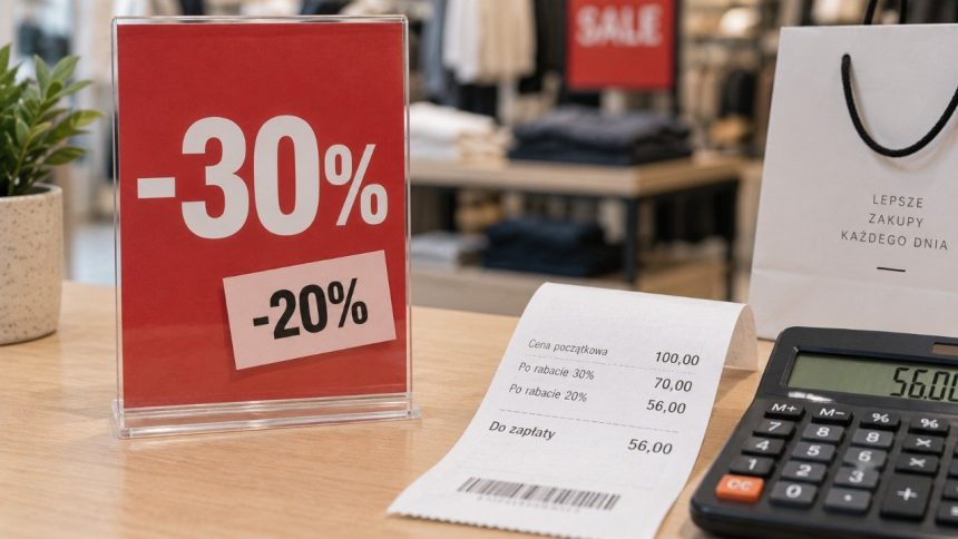 Zniżka 30%, a potem 20% nie oznacza rabatu 50%. Wyjaśniamy, jak liczyć kolejne obniżki, ile naprawdę oszczędzasz i jak sprawdzać promocje oraz najniższą cenę z 30 dni przed zakupem.