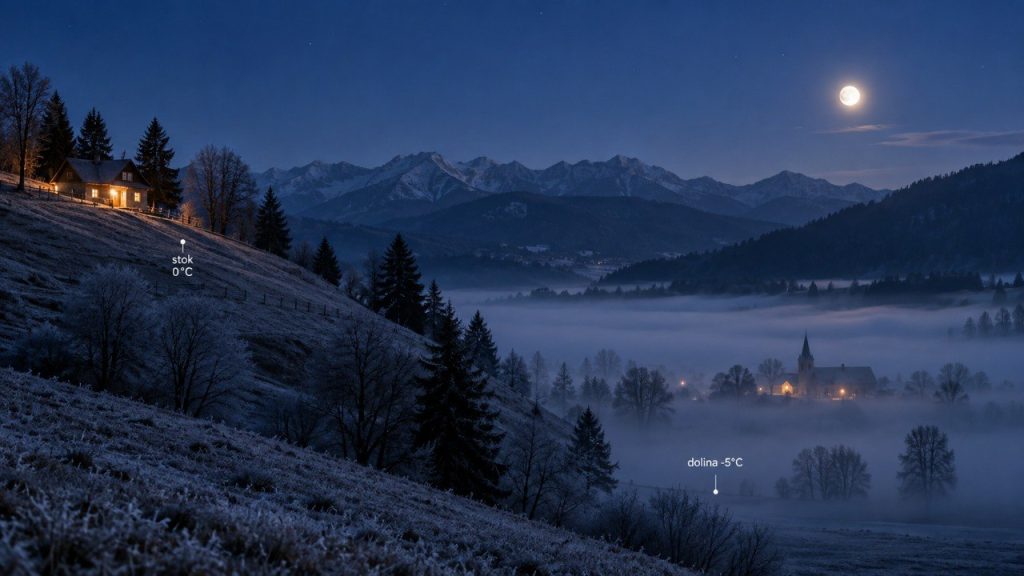 Dlaczego w dolinie nocą może być zimniej niż wyżej na stoku? Inwersja temperatury odwraca regułę