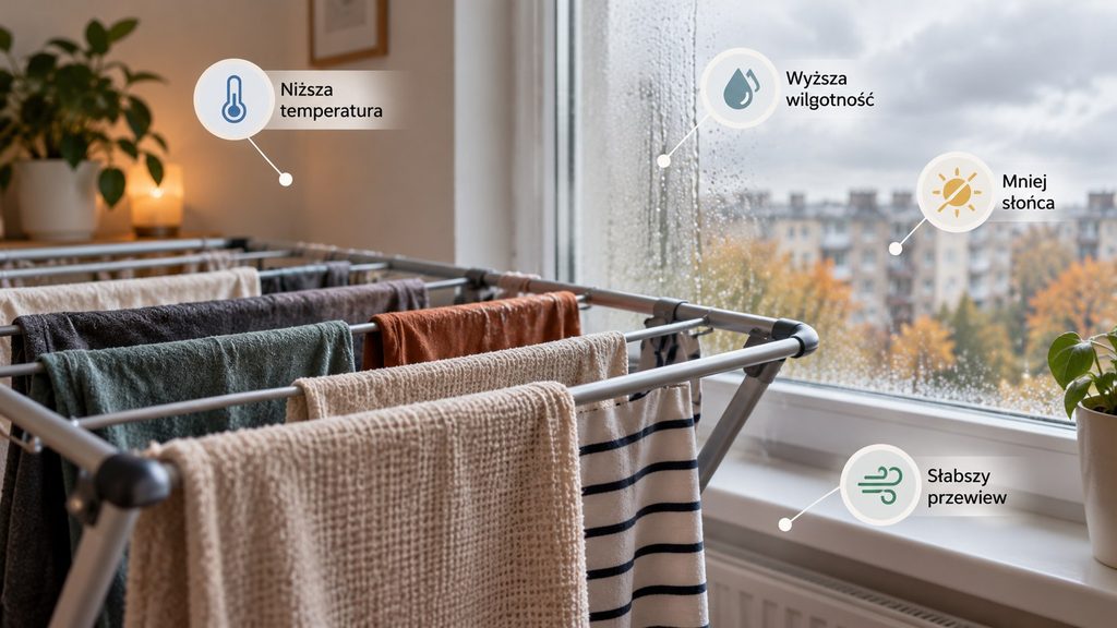Dlaczego pranie we wrześniu schnie dwa razy dłużej niż latem? Temperatura to tylko część problemu